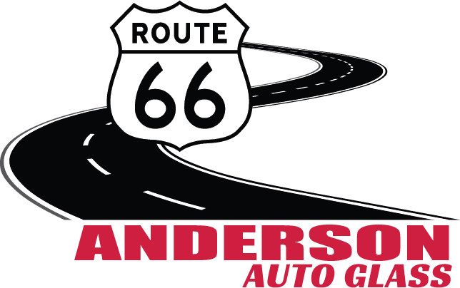 Anderson Auto Glass logo with Route 66 badge